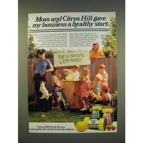 1990 Citrus Hill Fresh Recipe Lemonade Ad - Mom and Citrus Hill