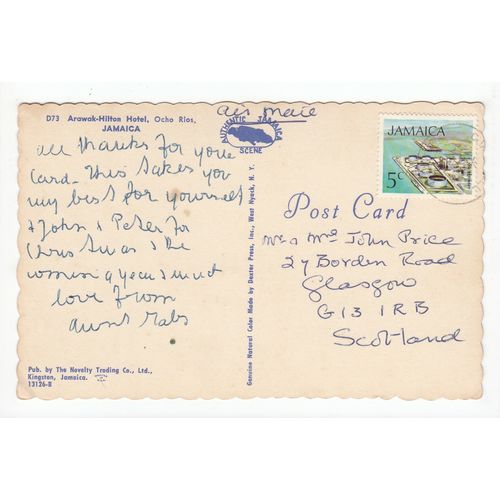Arawak-Hilton Hotel Ocho Rios Jamaica West Indies Postcard D73