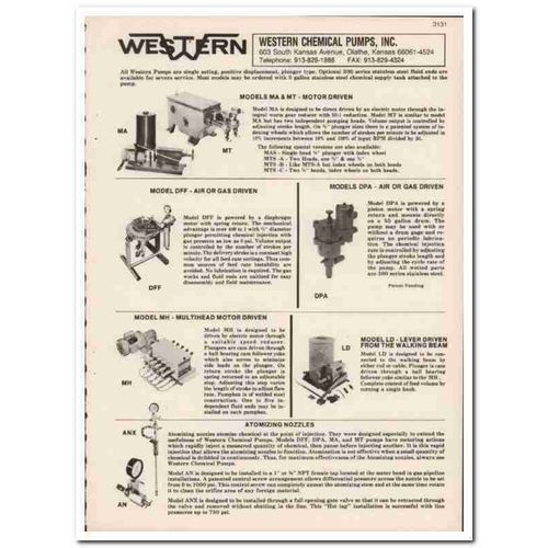 Western Chemical Pumps Inc 1993 Vintage Catalog Single Acting Plunger