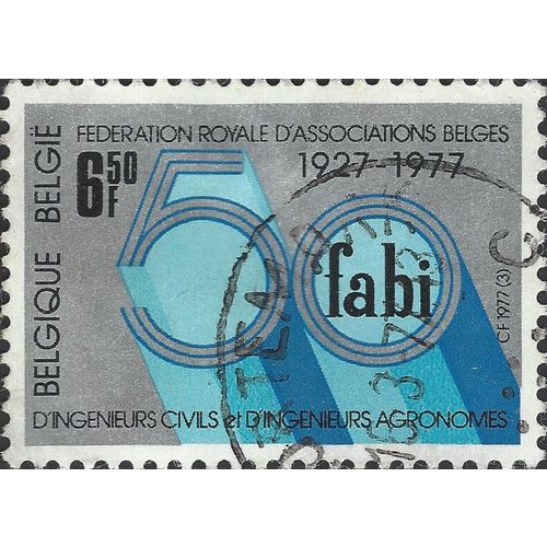 BELGIUM, F.A.B.I., Civil Engineers, grey & blue 1977, 6F50c