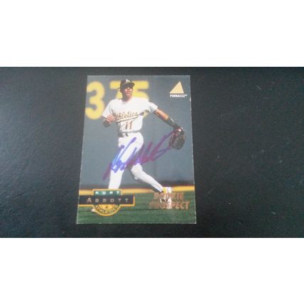 1994 Pinnacle Card # 226 Kurt Abbott Autograph Oakland Athletics