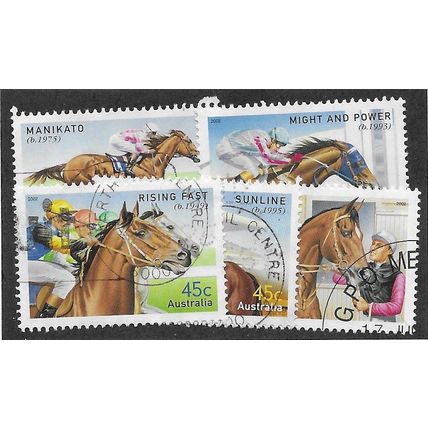 AUS 2002 (SET) 'CHAMPION RACEHORSES' (5v) FINE USED (EBID68-373)