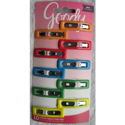 10 Goody Girls Rainbow Glossy Glam Epoxy Covered Square Metal Hair Snap Clips