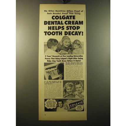 1950 Colgate Ribbon Dental Cream Ad - No other Dentifrice offers proof