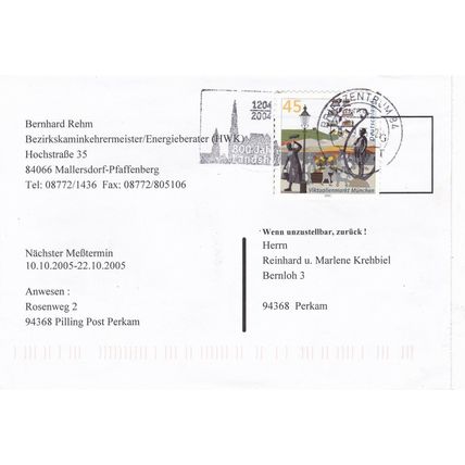 Germany 2004 Bernhard Rehm Advertising Postcard typed VGC