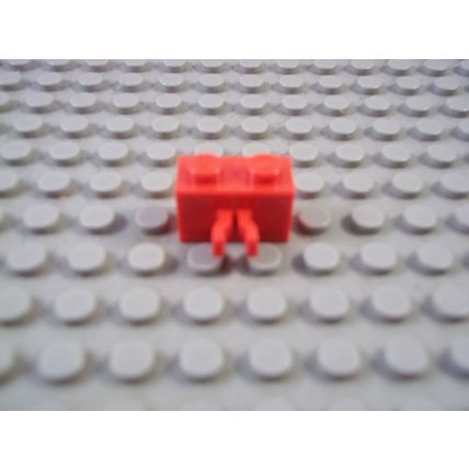 Red Lego Brick Special 1 x 2 With Vertical Clip (Thick U Clip) - Single Piece