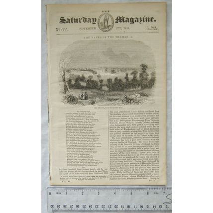 1841 The Saturday Magazine No. 603 The Thames, casting statues, chess, sports