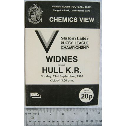 1980 programme Widnes v. Hull Kingston Rovers, 21/9