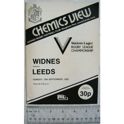 1982 programme Widnes v. Leeds, 19/9