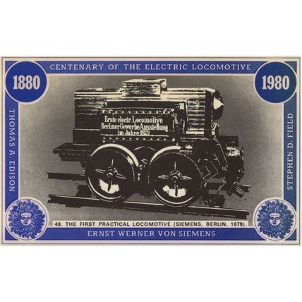 Siemens Berlin First Locomotive Train 1879 Anniversary Postcard