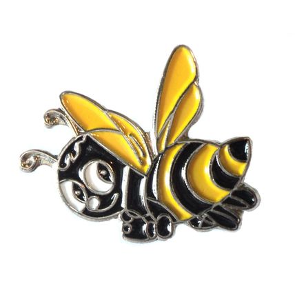 Honey Bee Beekeeping Yellow & Black Metal Enamel Badge 23mm Bumble Hornet Wasp