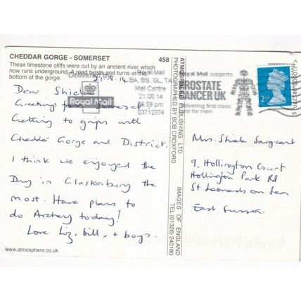 Cheddar Gorge Somerset Postcard posted 2014 crease