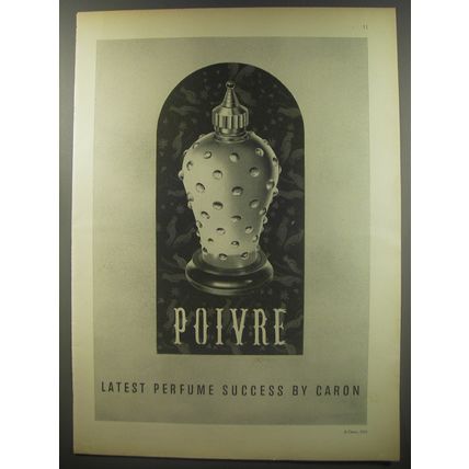 1956 Caron Poivre Perfume Ad - Latest perfume success by Caron
