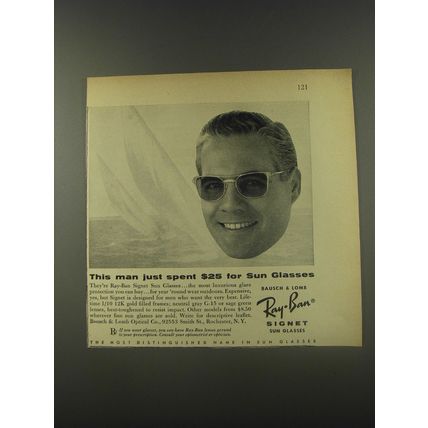 1956 Ray-Ban Signet Sun Glasses Advertisement - This man just spent $25