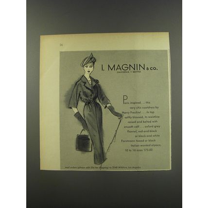 1956 I. Magnin & Co. Coatdress by Harry Frechtel Advertisement - Paris Inspired