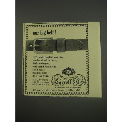 1956 Carroll & Co. Belt Advertisement - Our Big Belt