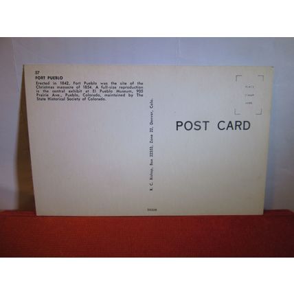 FORT PUEBLO. EL PUEBLO MUSEUM, Colorado UNUSED postcard #