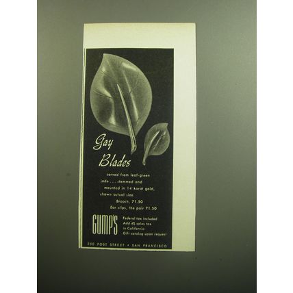 1958 Gump's Jewelry Ad - Gay Blades