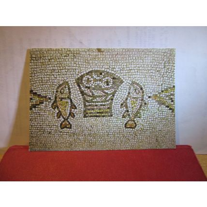 BYRANTINE MOSAIC FLOOR, TABGHA THE SEA OF GALILEE ISRAEL used postcard 1985 pm =