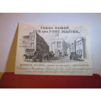 tradecard, ISAAC OSMAN, JOB & POST MASTER, SOUTHAMPTON MUSEUM unused postcard =