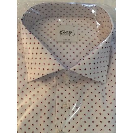 OSCAR OF SWEDEN MENS SHIRT SLIM FIT SIZE 40 15 3/4" ( M ) White + Red RRP £95