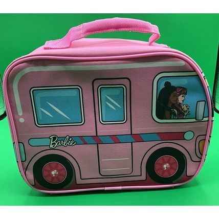 A Rare Barbie Van Shaped Bright Pink Thermos Insulated Lunch Box Cute!