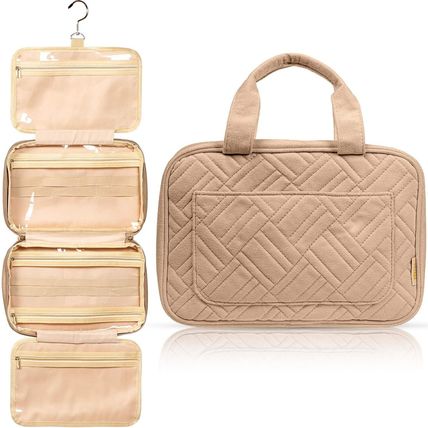 BOACAY Hanging Travel Toiletry Bag Large for Make up, Toiletries Camel Brown.