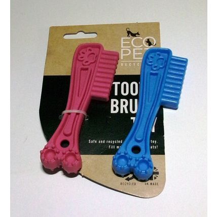 DOG PUPPY TOOTHBRUSH TEETHING CLEANING AVTIVITY CHEWY TREAT TOY RUBBER/NYLON ECO