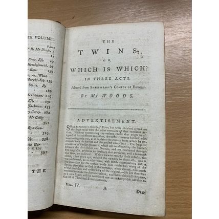 RARE* 1783 "A COLLECTION OF FARCE & ENTERTAINMENTS" THEATRE VOL 4 BOOK (T3)