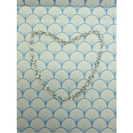 Vintage 925 Sterling Silver Diamond Cut Star Design Panel Link Chain Necklace
