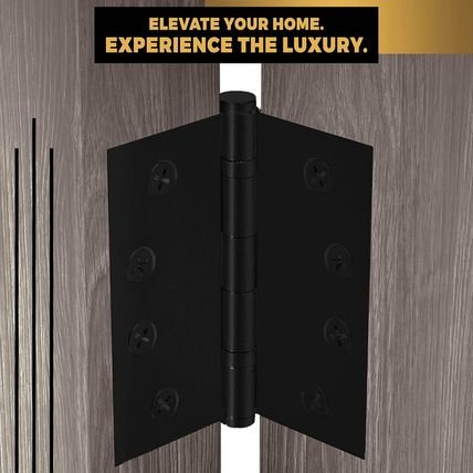 Black Heavy Duty Door Hinge Matte Black Ball Bearing 4X4 Inch Heavy Duty - Set o
