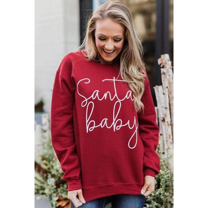 Christmas Santa Baby Print Pullover Sweatshirt