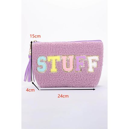 Phalaenopsis Sparkle Letter Pattern Tassel Zipper Makeup Bag