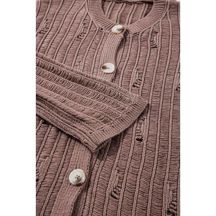 Goat Cut Out Textured Knit Buttoned Cardigan