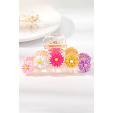 Yellow Vibrant Flower Decor Large Hair Claw Clip