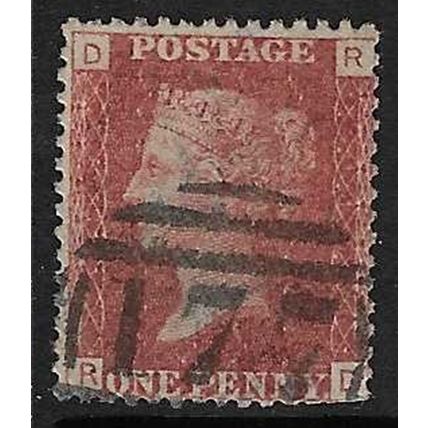GB 1858 QUEEN VICTORIA 1d RED PLATE 115 OF USED SG43 / 44 "RD"