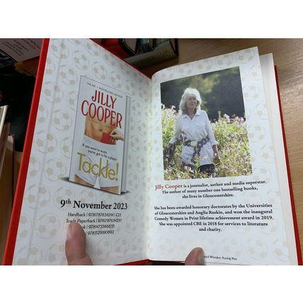 SIGNED COPY* 2023 UNCORRECTED PROOF JILLY COOPER "TACKLE!" FICTION HB BOOK (P4)