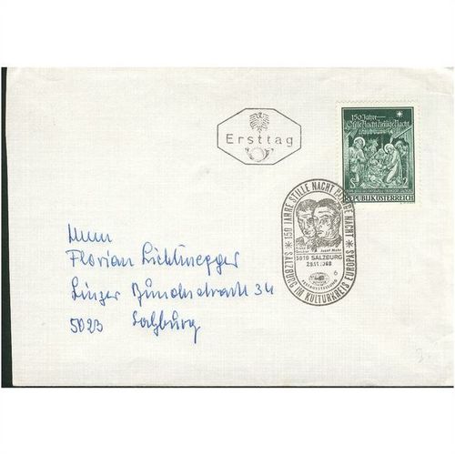 Austria FDI 1968 - SG 1535 - 150 years of "Silent Night, Holy Night" (Carol)