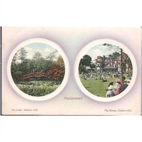 London - Hampstead - Lake & House, Golders Hill - Chapman postcard 1909