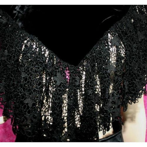Karen Millen Black Velvet Lace Cape Top Size 12 New With Tag