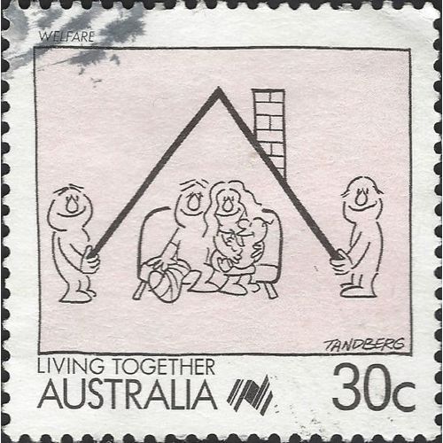 AUSTRALIA, Living Together, Welfare, pink 1988, 30c, #3