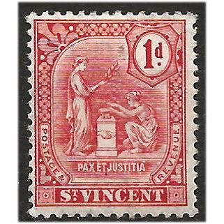 St Vincent 1909 SG103 1d Carmine Mounted Mint . ..