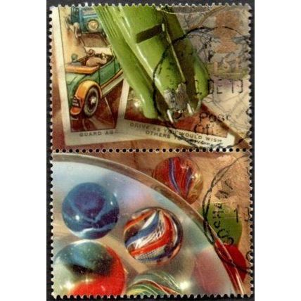 1992 Greetings Booklet Stamps, Memories. 1st Value.Car & Marbles. Fine Used Pair
