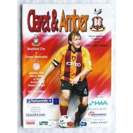 2002 programme Bradford City v. Crewe Alexandra