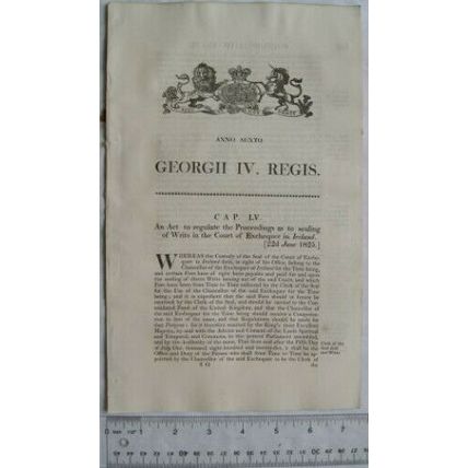 1825 Act of Parliament: sealing Writs Court of Exchequer in Ireland