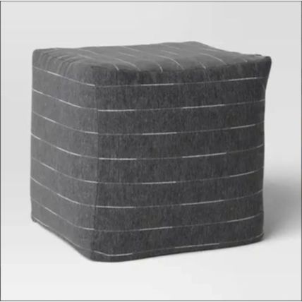 18"x18" Outdoor Patio Pouf Charcoal Dash - Threshold