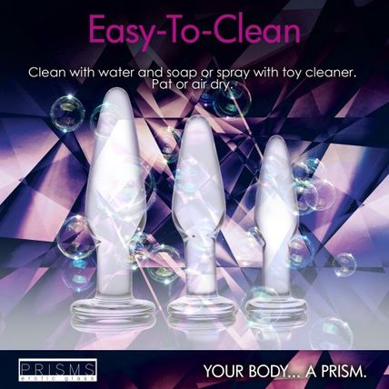 Dosha 3 Piece Glass Anal Plug Kit Butt Prisms Erotic Borosilicate Small to Large