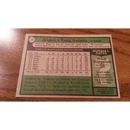 1979 Topps Card # 018 Tony Solaita Excellent - Mint (6) California Angels