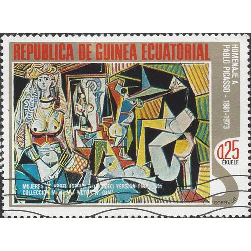 EQUATORIAL GUINEA, ART, Picasso Algerian Woman, grey 1975, .25Ek, #2