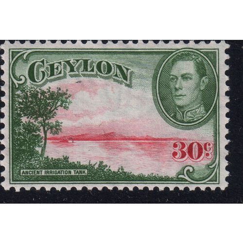 Ceylon Sg393 30c Carmine & Green wmk sideways mint no gum (G211)